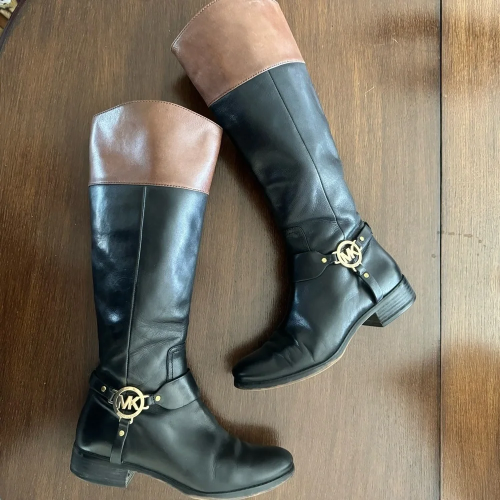 Michael Kors Leather Fulton Harness Equestrian Riding Boot Size 9